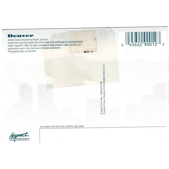 Denver International Airport Unposted Postcard Colorado - Picture 2 of 2